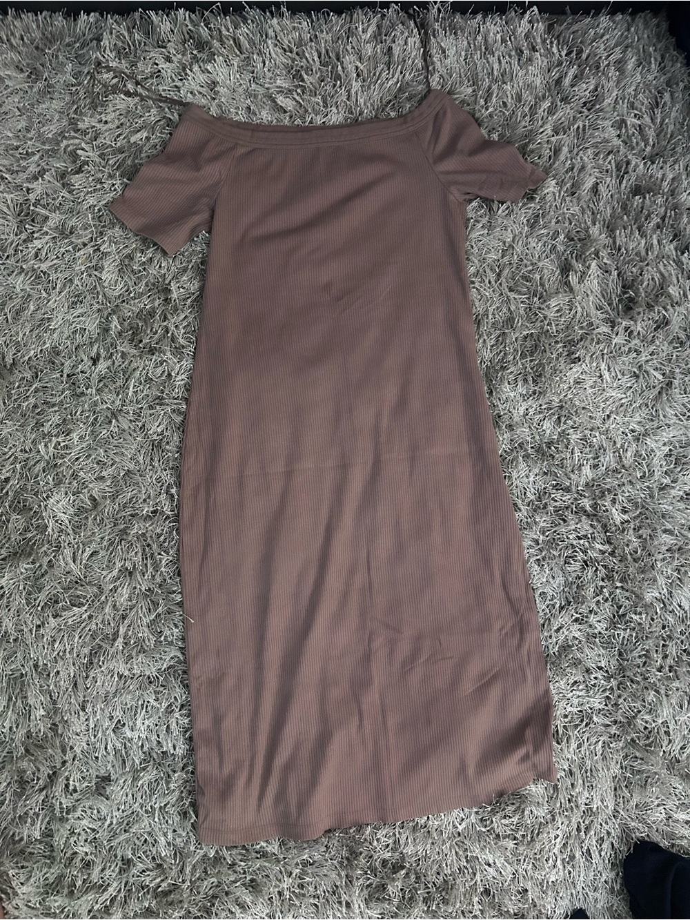 Universal Thread One-Shoulder Ribbed Midi Dress - Taupe Brown